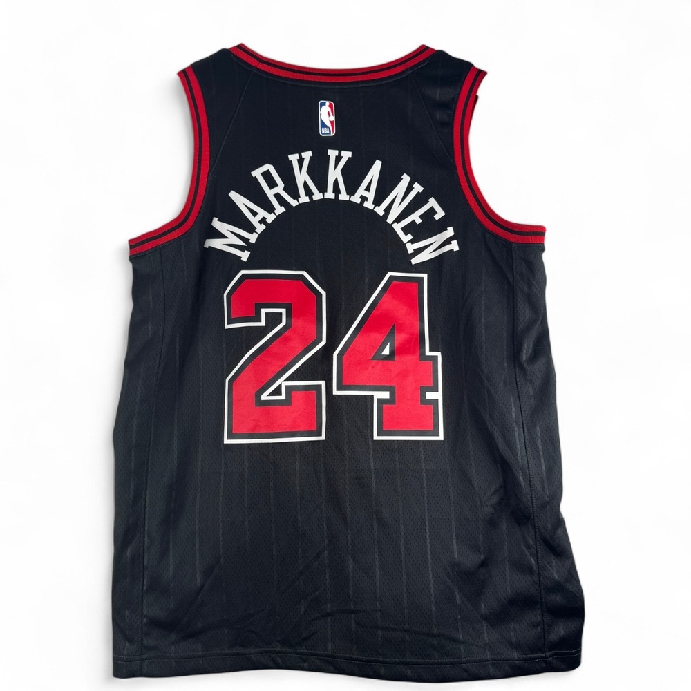 Chicago 24 Swingman Bulls Markkanen Nike Dri Fit Jeresy Shirt Sz L 48 - Picture 4 of 4